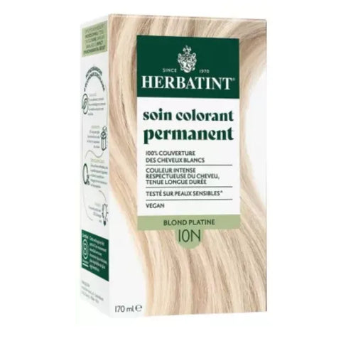 Coloration permanente Blond platine 10N Herbatint - kit 170 ml
