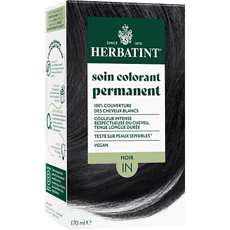 Coloration permanente Noir 1N Herbatint - kit 170 ml