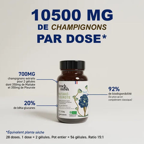 Dúo de setas Maitake y Ostra orgánicas – 56 cápsulas – French Mush