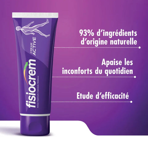 Tube Fisiocrem Cream Active 60/200 ml, crème massage naturel pour soulager douleurs musculaires et articulaires.