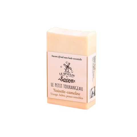 Savon Le Petit Tourangeau Noisette-Cameline Bio 100g, savon surgras doux pour peaux sensibles avec lait de noisette