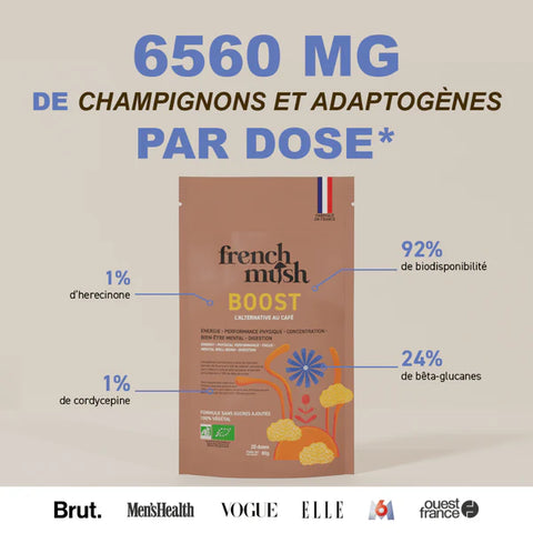 Pot Boisson Chicory Boost Bio 80 g French Mush – alternative bio au café avec chicorée et champignons fonctionnels.