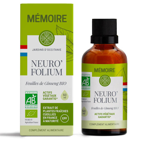 Neuro'Folium feuilles de ginseng bio Jardins d'Occitanie - flacon 50 ml