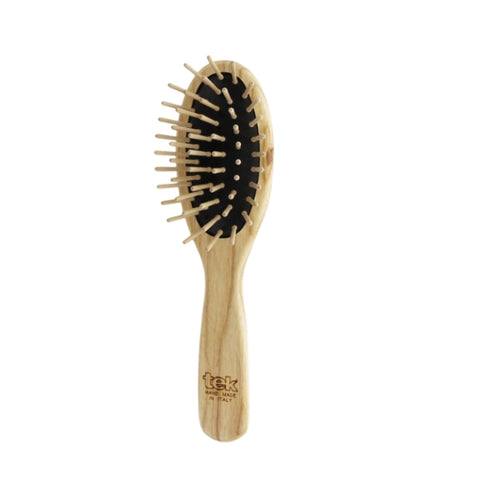 Mini brosse ovale en frêne naturel Tek - picots en bois de charme