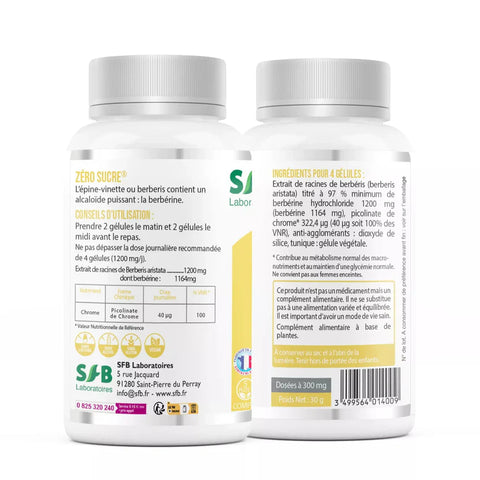 Zéro Sucre (Berbérine et Chrome)- 75 gélules-SFB laboratoires