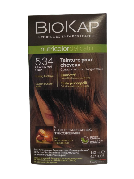 Nutricolor Delicato Coloring 5.34 Light Honey Brown-140 ml-Biokap