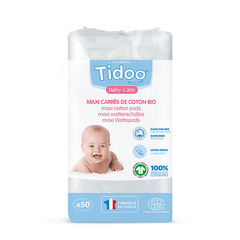 Carrés ultra doux de coton bio pour bébé Tidoo - lot de 80