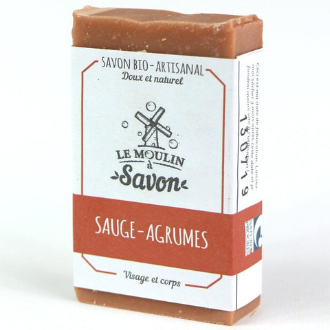 savon solide Savon Sauge-agrumes-100g-Le moulin à savon - Boutique Pleine-Forme 