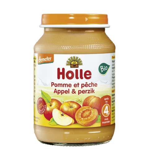 Petit pot pomme peche-190g-Holle - Boutique Pleine-Forme