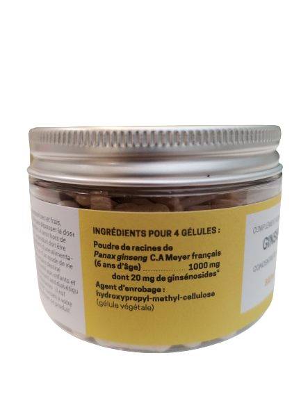 Racine de Ginseng blanc-120 gélules-Jardins d'Occitanie