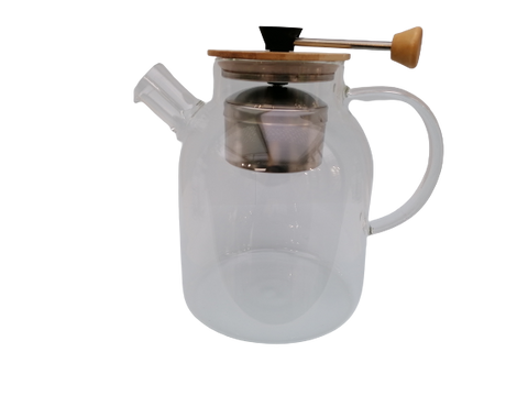 Théière en verre avec infuseur inox rétractable-1,2litres-Boutique Pleine Forme