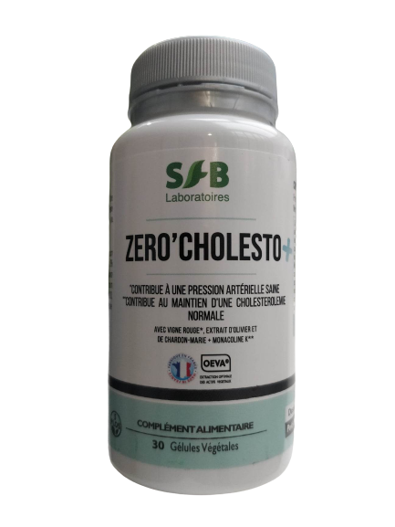 Boîte Zéro’Cholesto+ Q10 30 gélules SFB Laboratoires, complément naturel levure de riz rouge et CoQ10 pour cholestérol sain.