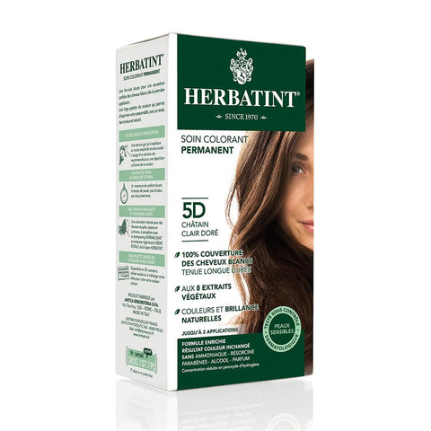 Coloration permanente Châtain clair doré 5D Herbatint - kit 170 ml - vue 2