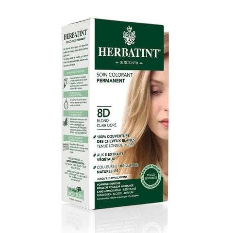 Coloration permanente Blond clair doré 8D Herbatint - kit 170 ml - vue 2