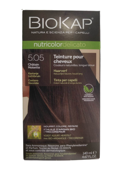 Colorante Nutricolor Delicato 5.05 Castaño Avellana-140ml-Biokap