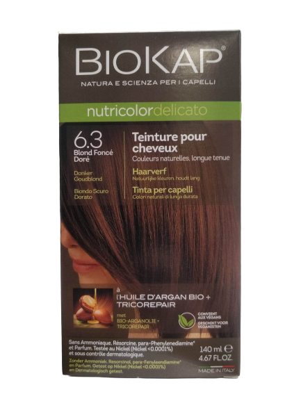 Colorante Nutricolor Delicato 6.3 Rubio Oscuro Dorado-140ml-Biokap