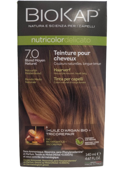 Coloración Nutricolor Delicato 7.0 Rubio Medio - 140 ml - Biokap