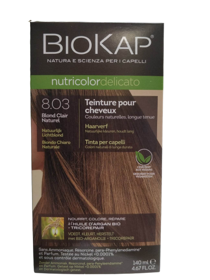 Coloración Nutricolor Delicato 8.03-Rubio Claro Natural-140ml-Biokap