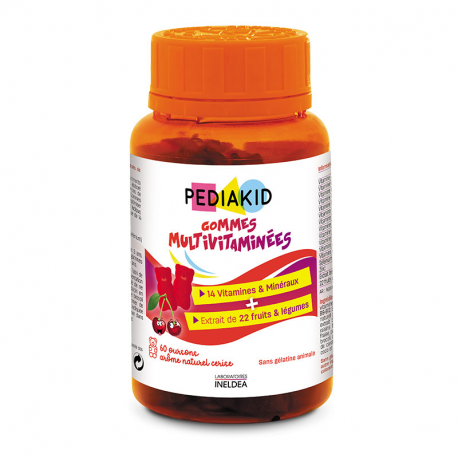 PEDIAKID Gommes Multivitaminées - 60 oursons - Ineldéa