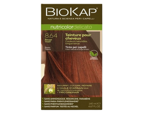 Colorante Nutricolor Delicato 8.64 Rojo Tiziano - 140 ml - Biokap