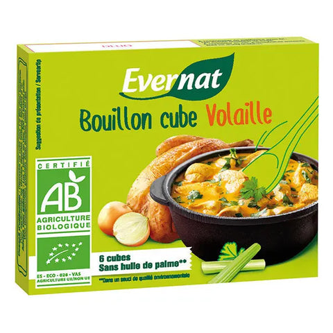 Organic poultry broth cube-6x10g-Evernat