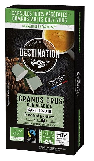 Café Grands crus Pur Arabica Bio-10 capsules-Destination