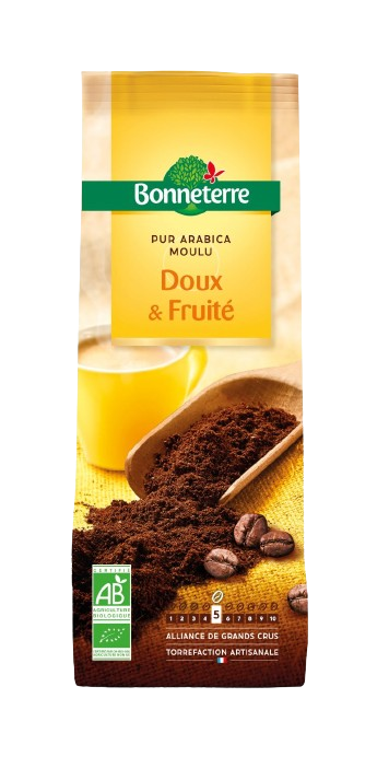 Café Pur Arabica Moulu-Doux et fruité-250g-Bonneterre