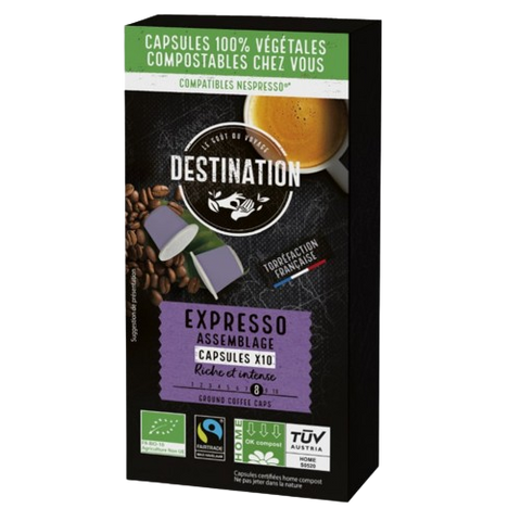 Café espresso mezclado orgánico-10 cápsulas-Destino