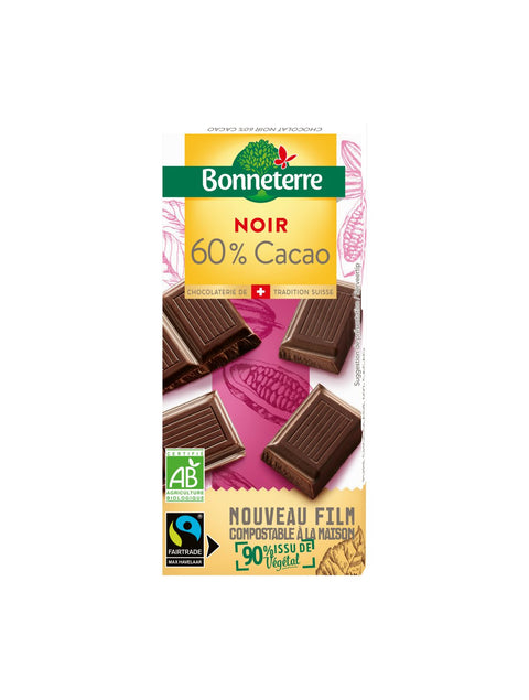 Chocolate Negro Ecológico 60% Cacao-100g-Bonneterre