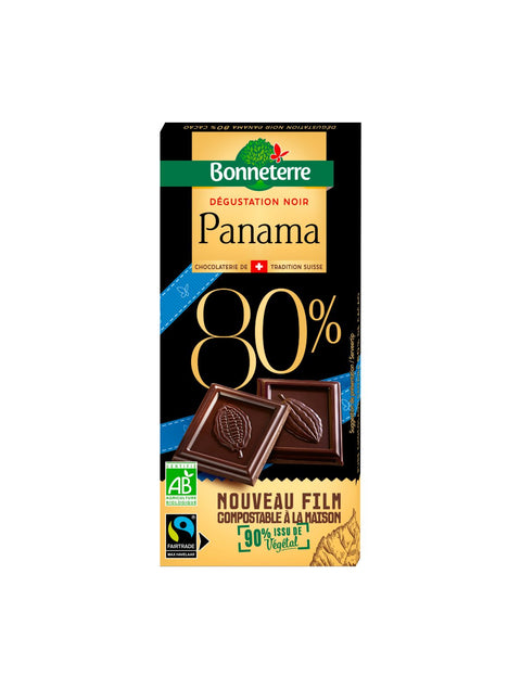 Organic Dark Chocolate 80% Panama-80g-Bonneterre