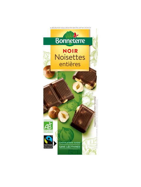 Chocolat Noir Bio Noisettes entières-100g-Bonneterre