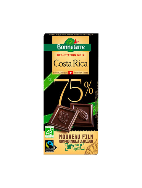 Organic Dark Chocolate 75% Costa Rica-80g-Bonneterre