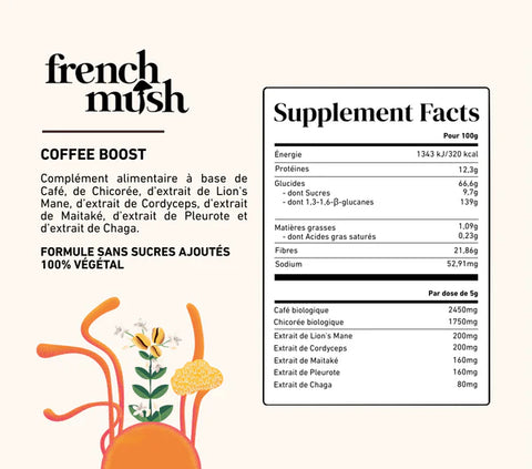 composition Coffee Boost Bio 100g French Mush  Café + 5 champignons