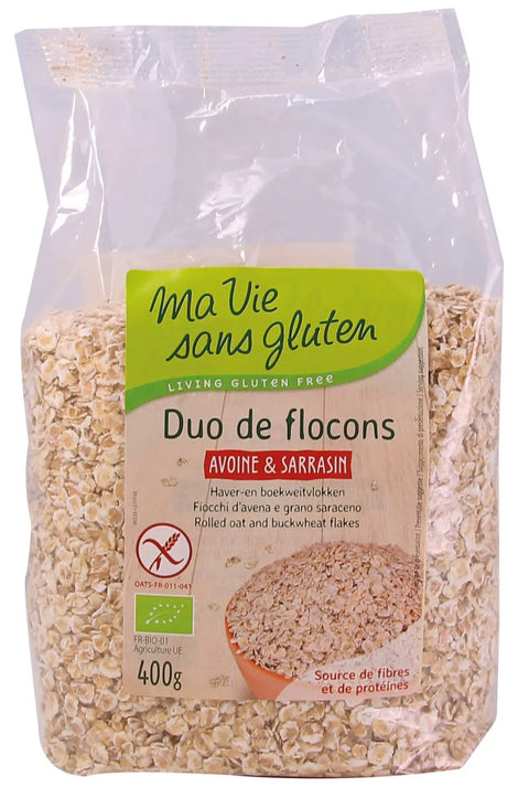 Organic duo of Oat and Buckwheat flakes-40g-My gluten-free life
