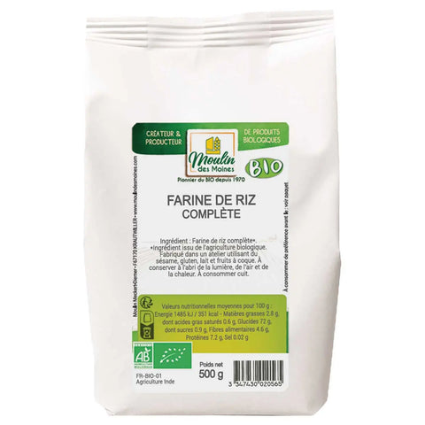 Organic Whole Rice Flour-500g-Moulin des Moines