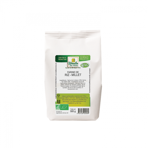 Organic Rice and Millet Flour-500g-Moulin des Moines