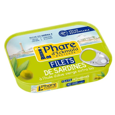 Sardine fillets in organic olive oil-90g-Phare d'Eckmühl