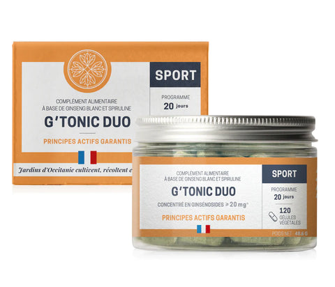 G'Tonic Duo-Ginseng and Spirulina-120 capsules-Jardins d'Occitanie