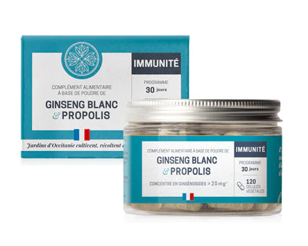 White Ginseng &amp; Propolis-Immunity-120capsules-Jardins d’Occitanie