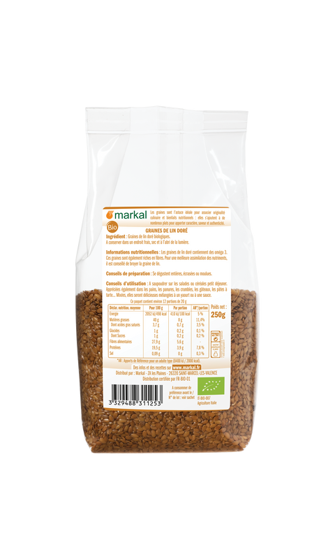 Organic Golden Flax Seeds-250g-Markal