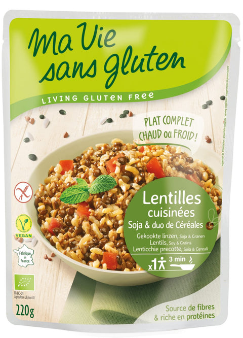 Cooked lentils-Soy and cereals-220g-My gluten-free life