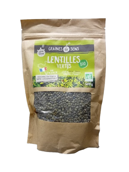 Lentilles vertes Bio France-500g-Graines de Sens