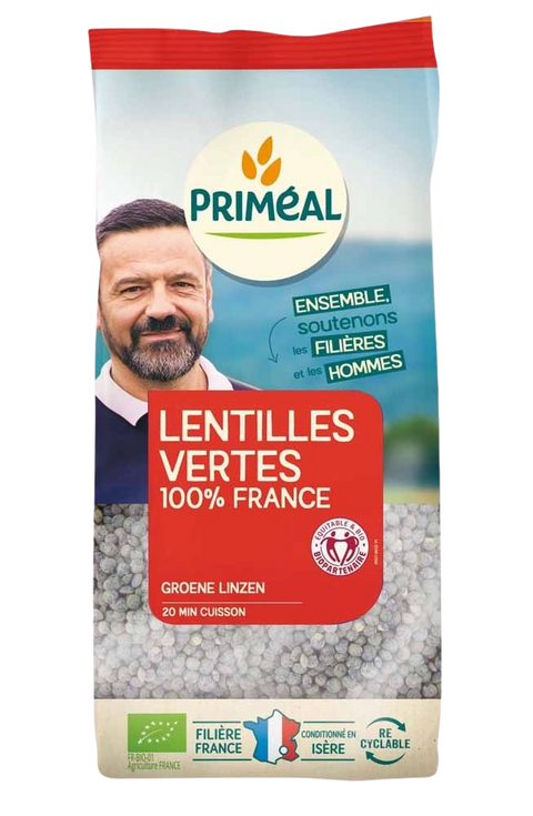 Organic green lentils 100% France-500g-Priméal