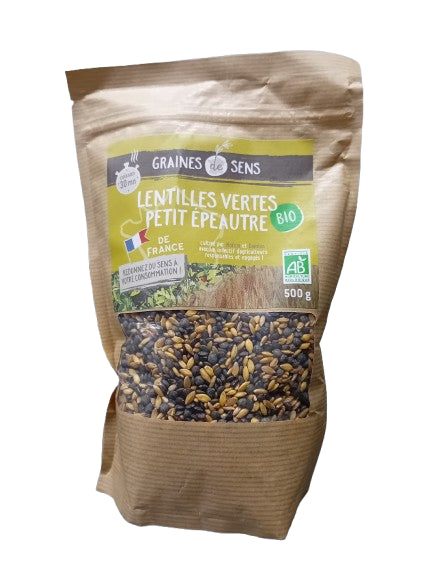 Lentilles vertes et petit épeautre-500g-Graines de sens