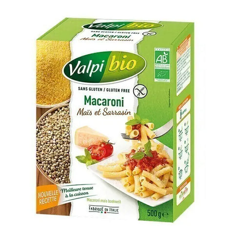 Macarrones De Maíz Y Trigo Sarraceno Ecológicos Y Sin Gluten-250g-Valpi Bio