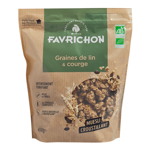 Organic Linseed and Squash Muesli-450g-Favrichon