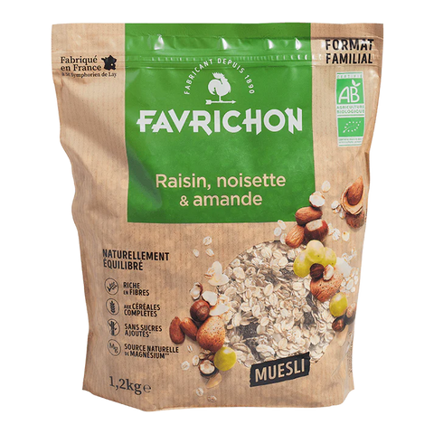 Organic Grape, Hazelnut and Almond Muesli-500g-Favrichon