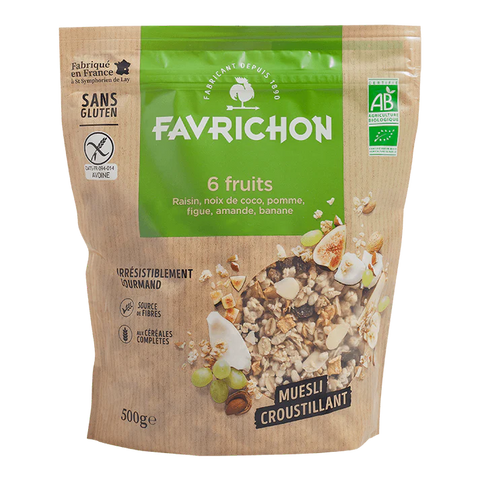 Organic crispy muesli 6 fruits-500g-Favrichon