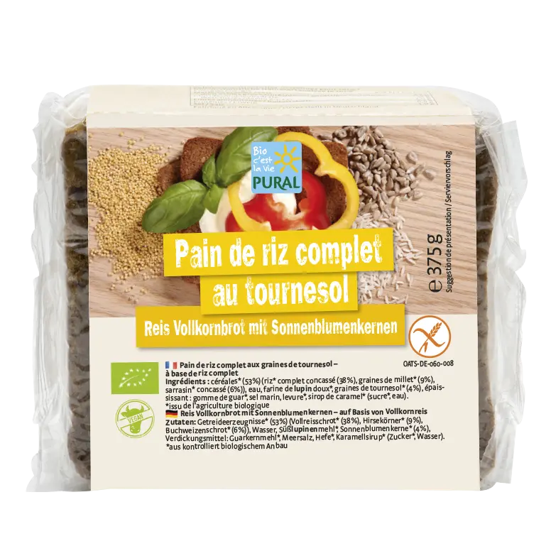 Pain de Riz complet Bio au Tournesol-375g-Pural – Boutique Pleine-Forme