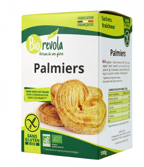 Palmiers Bio SANS GLUTEN-100g-Bio Révola
